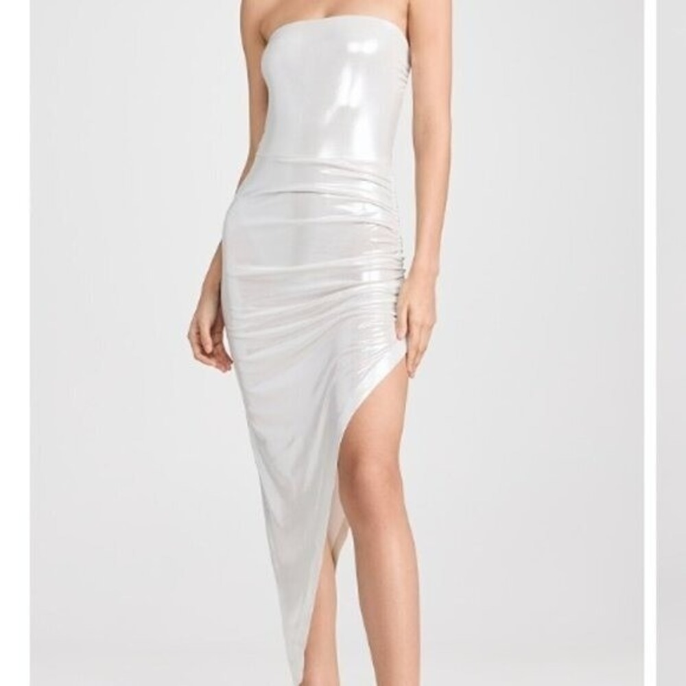 Norma Kamali Pearl Strapless Side Drape Gown Glam Cocktail Evening Sz XL